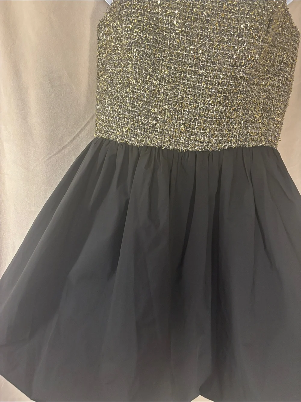 Amanda Uprichard Christine Black & Gold Mini Bubble Skirt